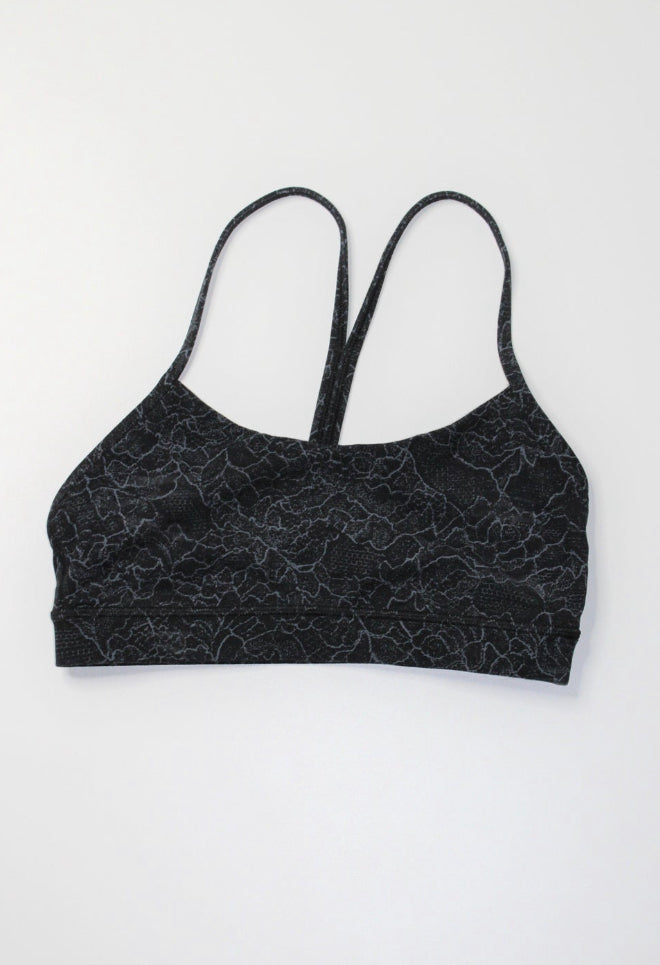 Lululemon landscape dark cast black flow y bra, size 6 *nulu