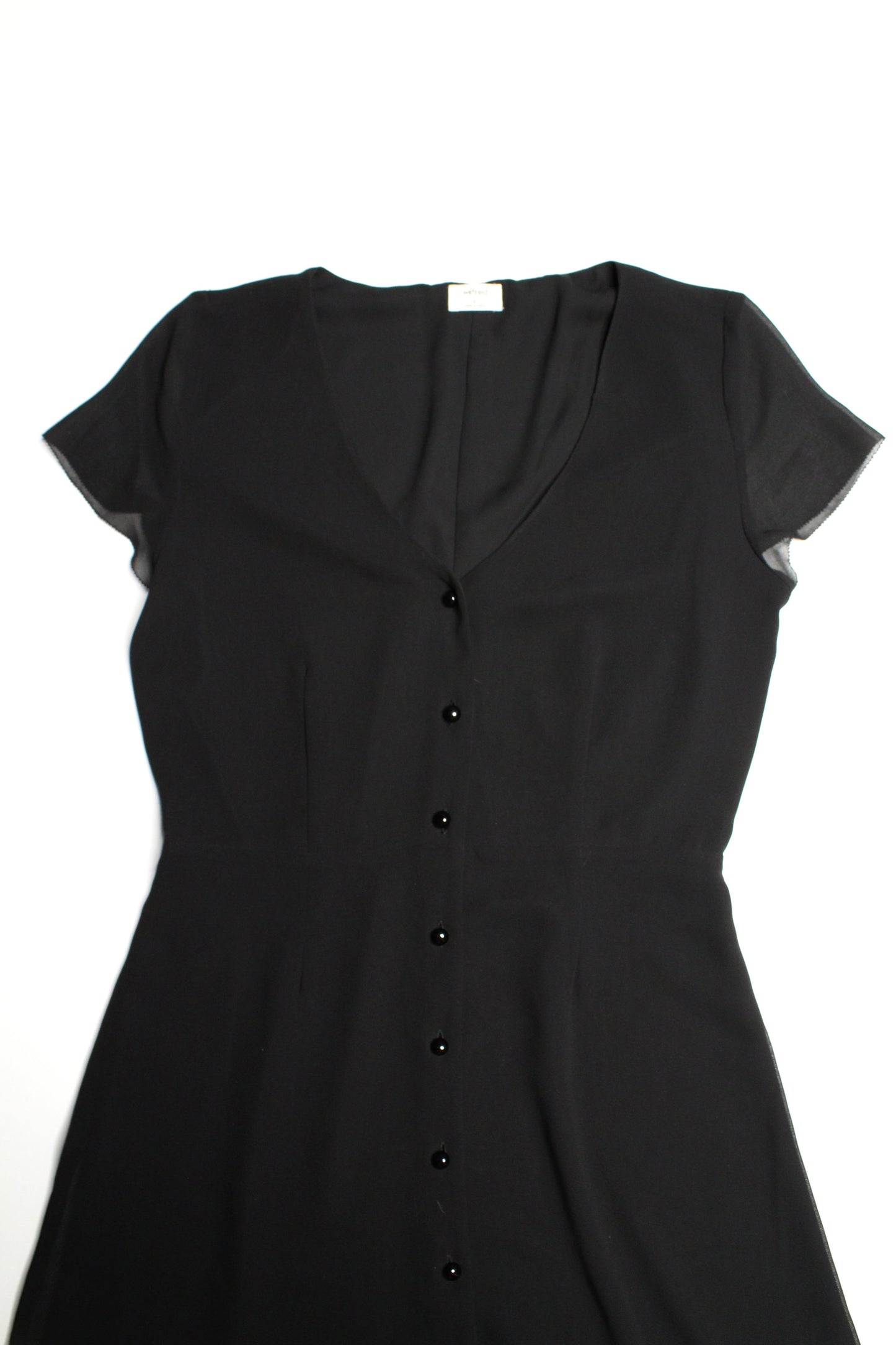 Aritzia wilfred black button front short sleeve dress, size 0 (xs) (additional 50% off)