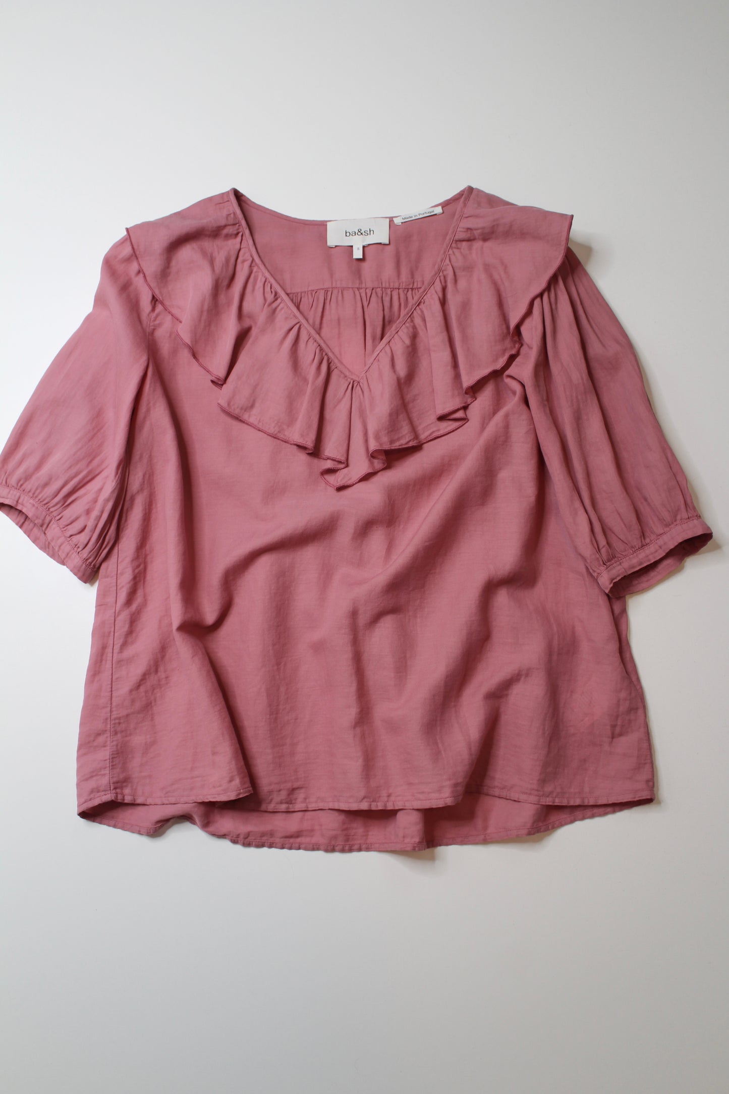 Ba&sh dusty rose ruffle blouse, size small