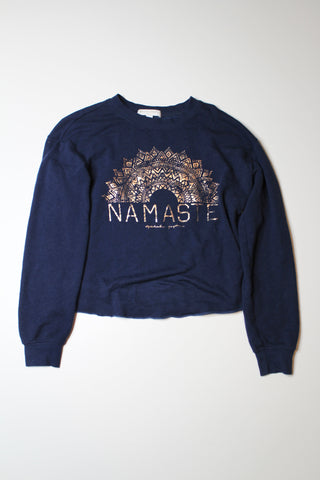 Spiritual Gangster navy namaste cropped sweater, size small (loose fit) (price reduced: was $36)