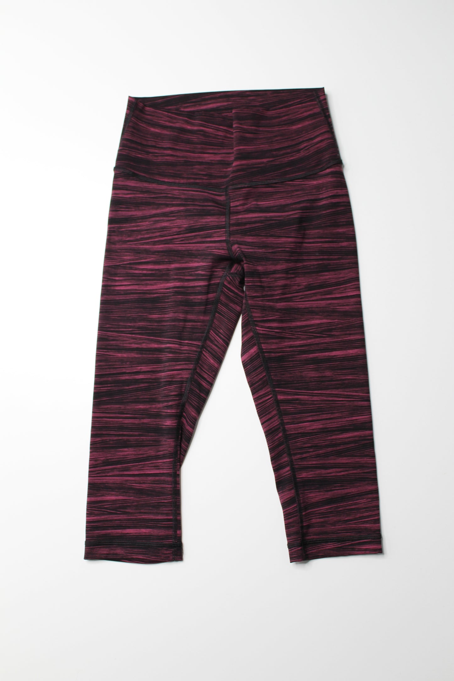 Lululemon pink / black stripe wunder under crop, size 6 (17") (price reduced: was $40)