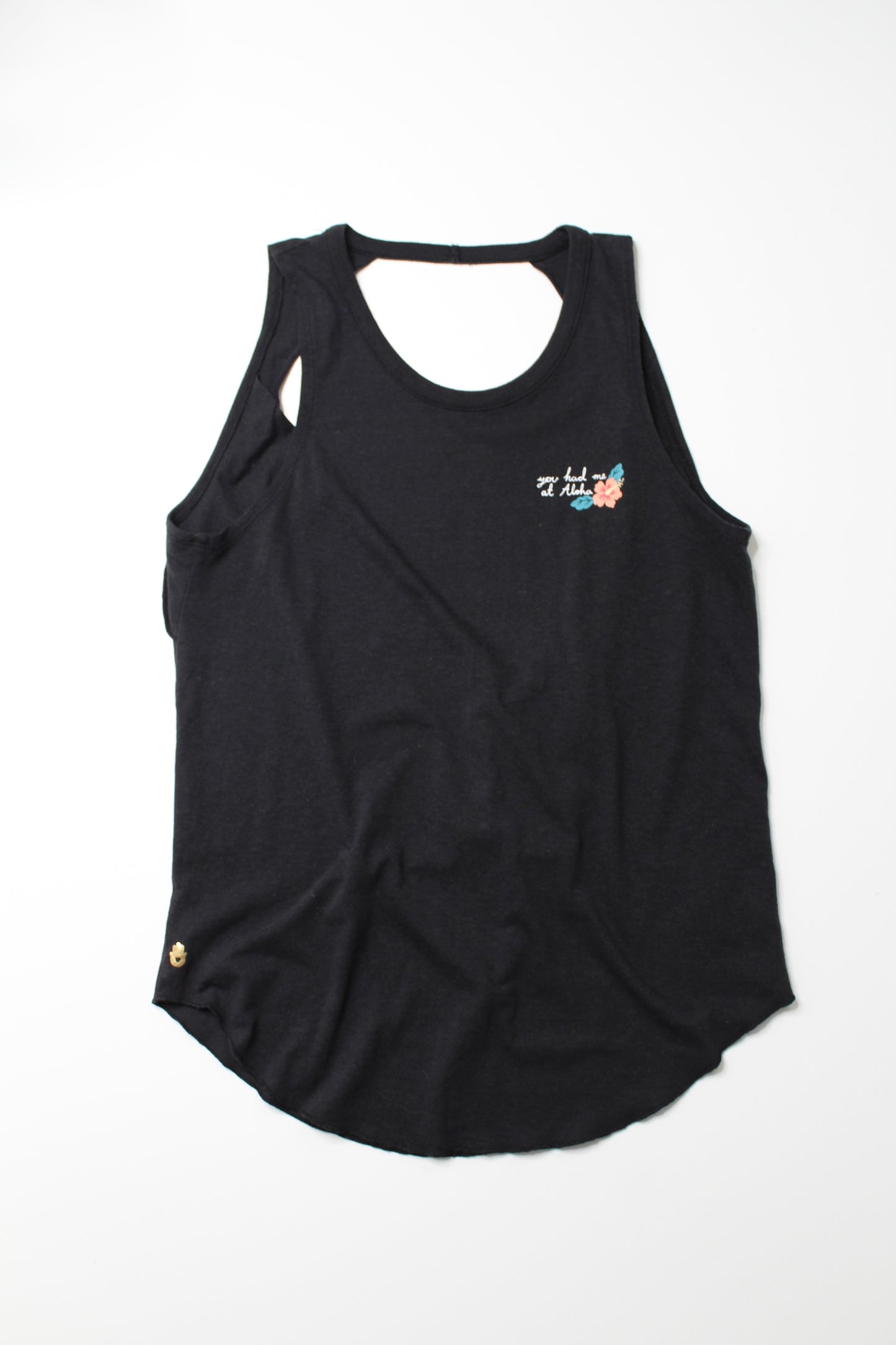 Spiritual Gangster black you had me at aloha tank, size small