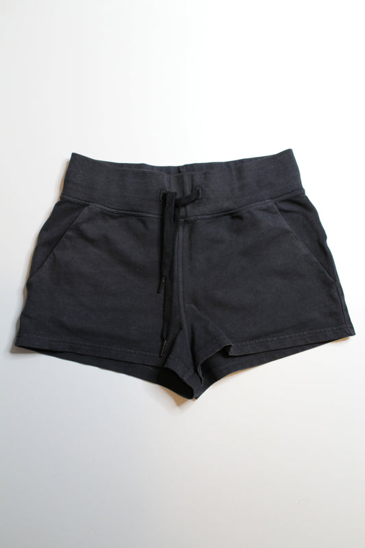 Lululemon dark grey acid rubber black loop back shorts, size 4 (2”)