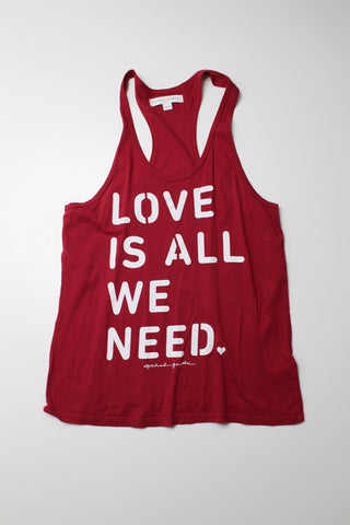 Spiritual Gangster red love is all you need tank, size small