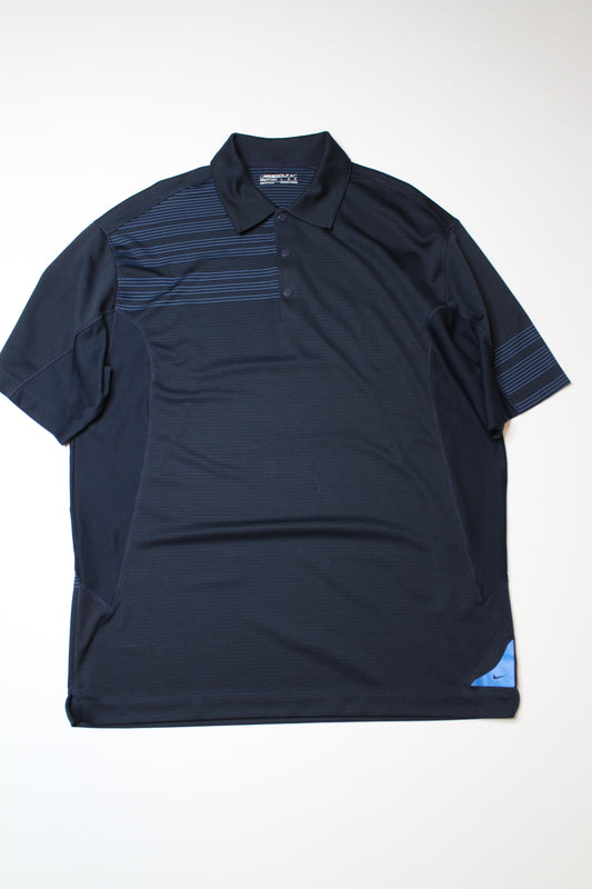 Mens Nike golf navy dri fit short sleeve polo, size large (additional 50% off)