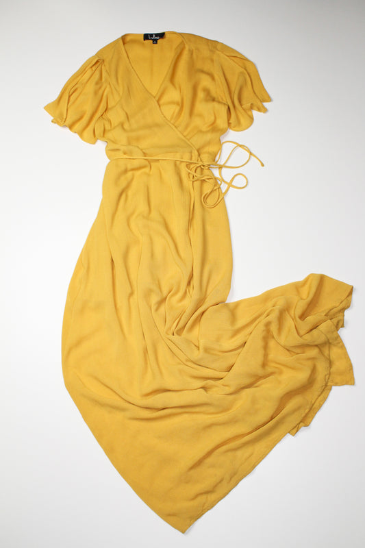 Lulus golden yellow wrap maxi dress, size small (price reduced: was $42)