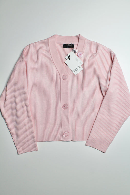 Brunette the Label pink ribbed best friend cardigan, size XS/S *new with tags (price reduced: was $58)