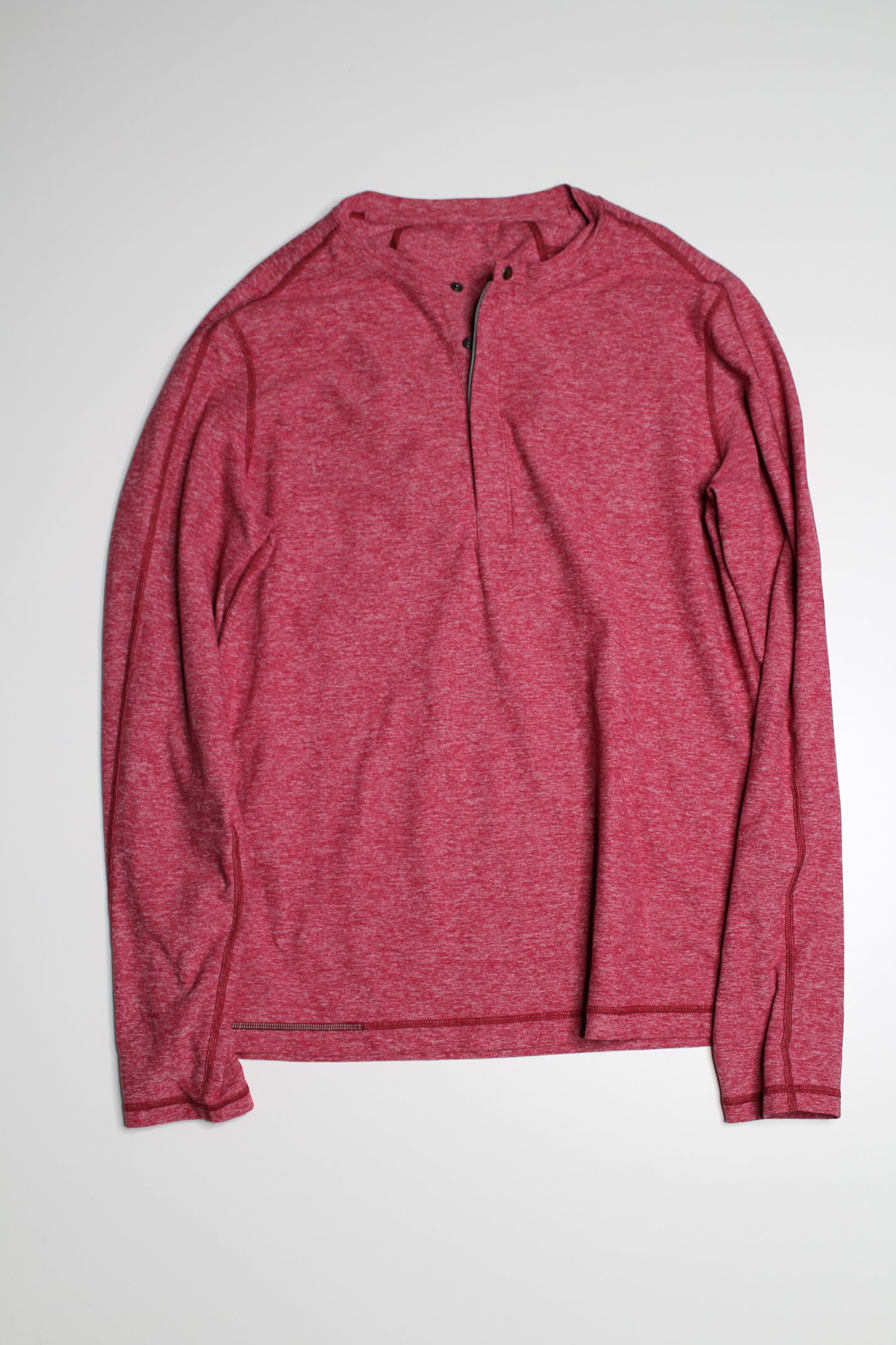 Mens lulu heathered cranberry surge warmth long sleeve henley, no size. Fits like size large (additional 20% off)