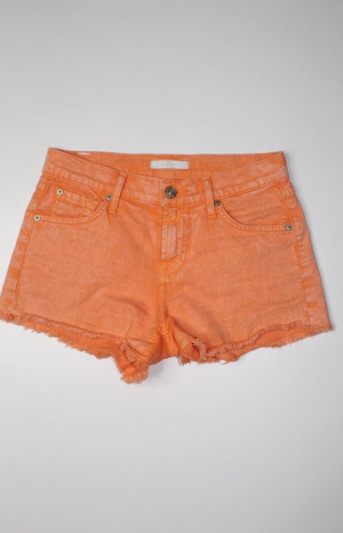 7 for all mankind orange wash denim shorts, size 24 (fits 24/25)