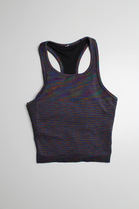 Lululemon rainbow/black multicolor ebb to street cropped tank, size 4 (B/C cup) (fits 4/6) (price reduced: was $40)