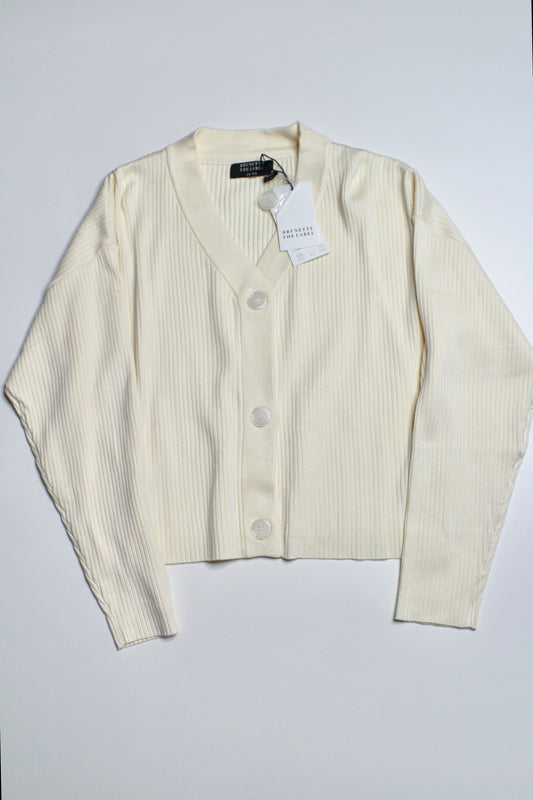 Brunette the Label cream ribbed best friend cardigan, size XS/S *new with tags