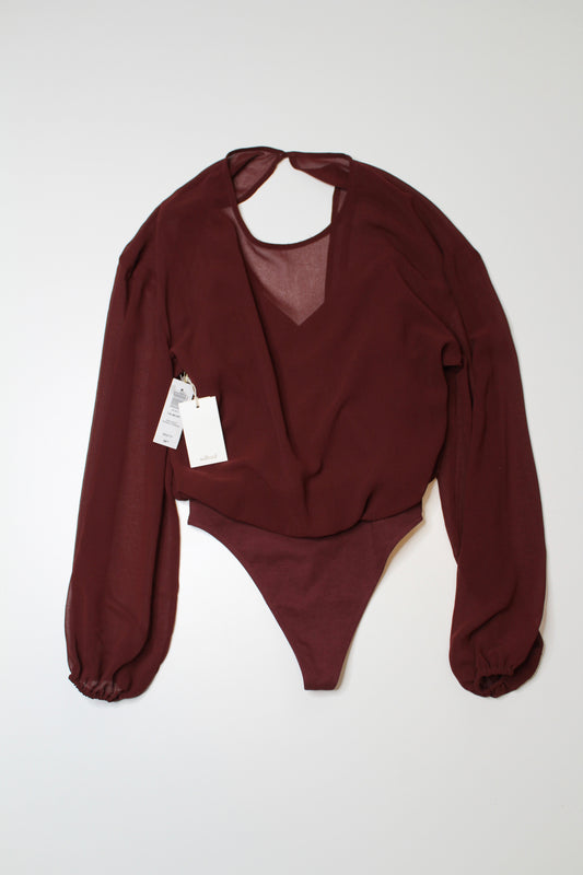 Aritzia wilfred deep maroon talmont bodysuit blouse, size xxs *new with tags (price reduced: was $68)