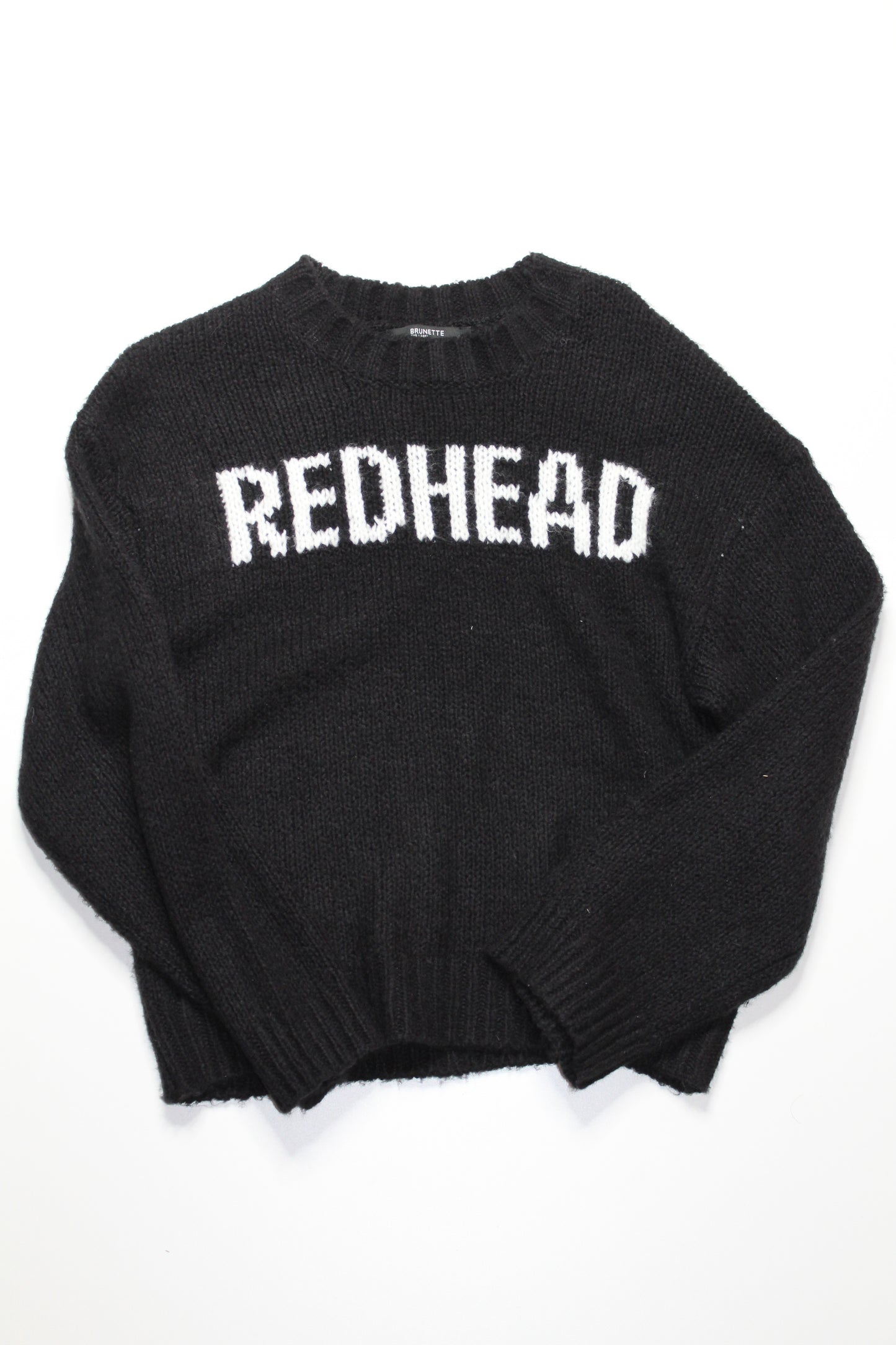 Brunette The Label black knit 'REDHEAD' 'sweater, size s/m (loose fit)