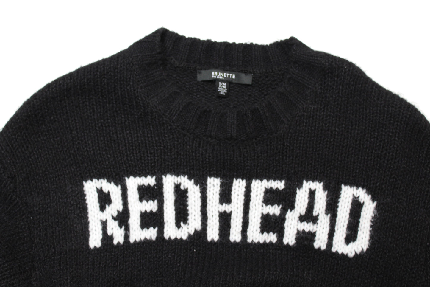 Brunette The Label black knit 'REDHEAD' 'sweater, size s/m (loose fit)