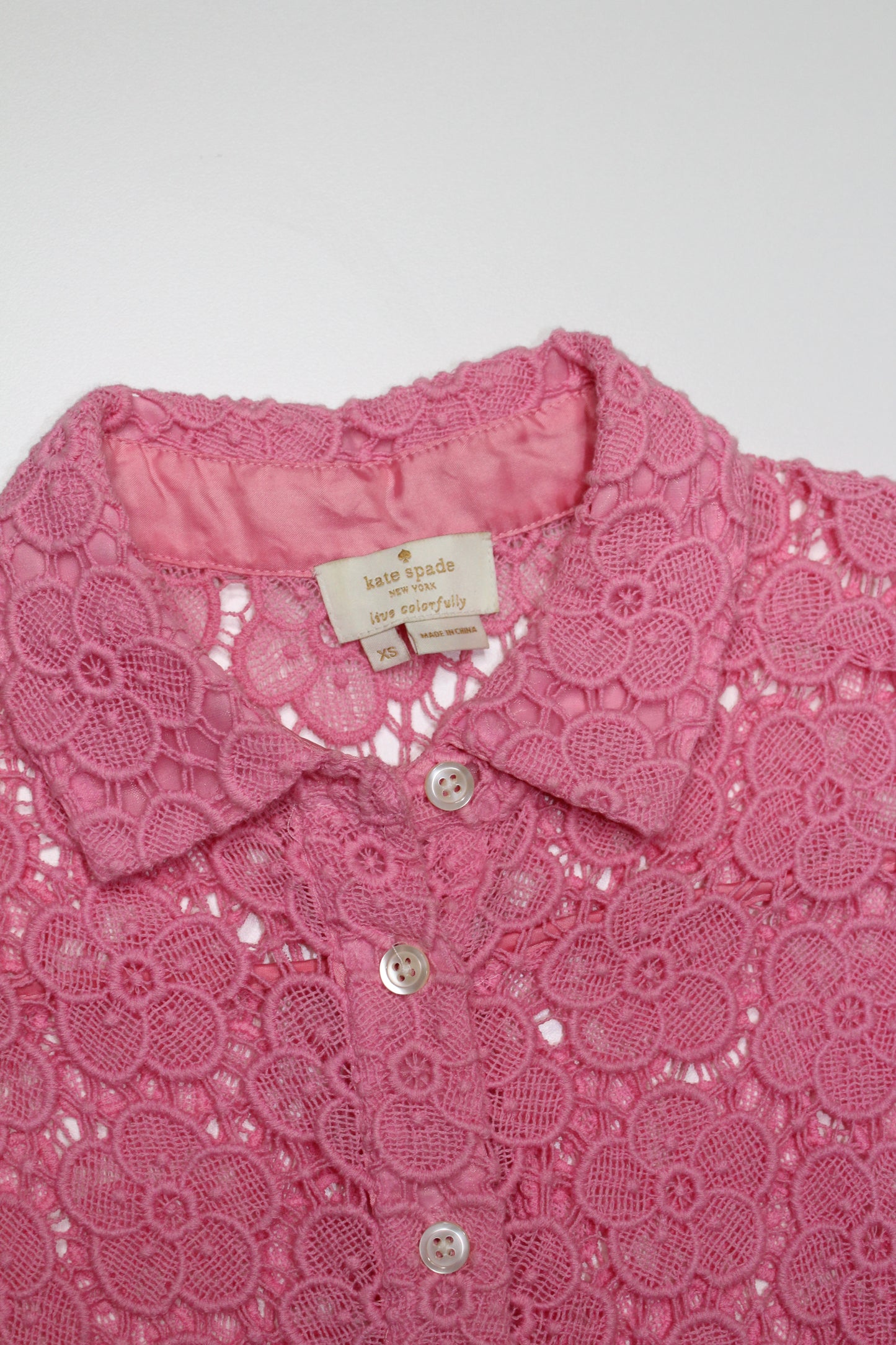 Kate Spade pink bloom flower lace top, size xs (additional 50% off)