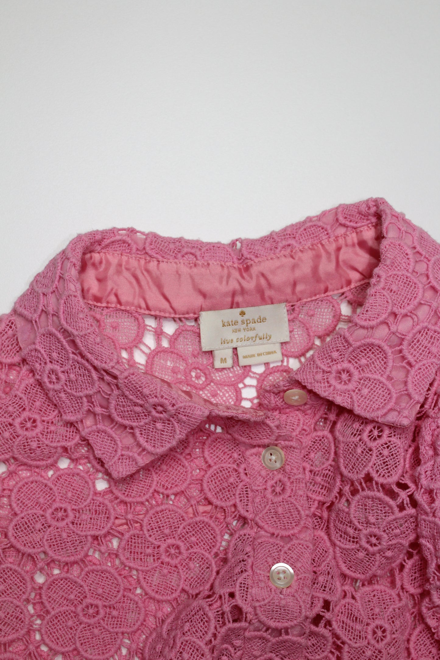 Kate Spade pink bloom flower lace top, size medium (additional 50% off)