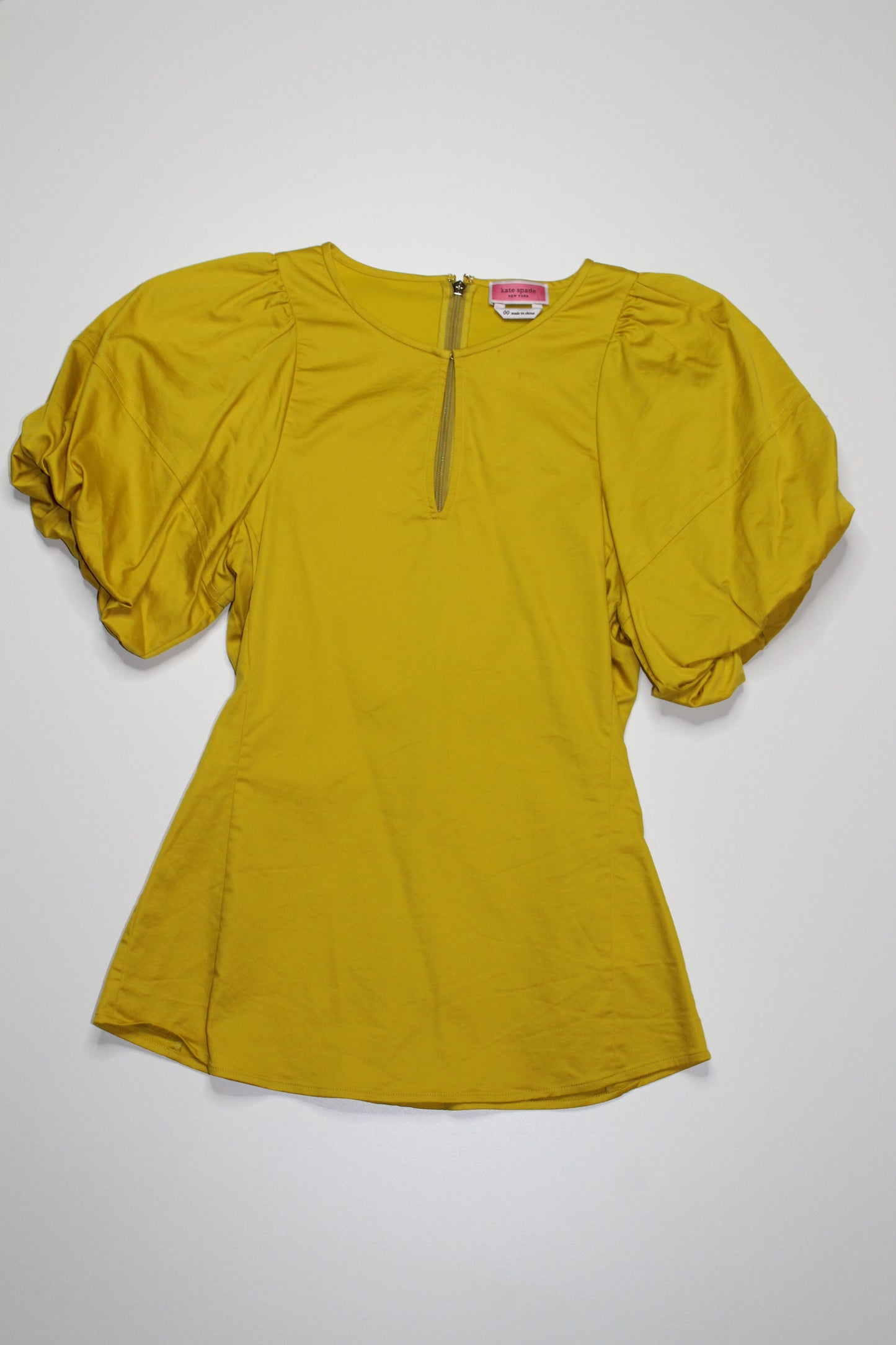 Kate Spade yellow puff sleeve poplin blouse, size 00  (additional 50% off)