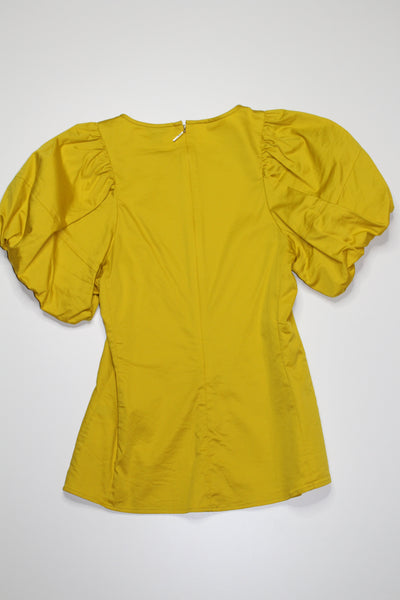 Kate Spade yellow puff sleeve poplin blouse, size 00  (additional 70% off)