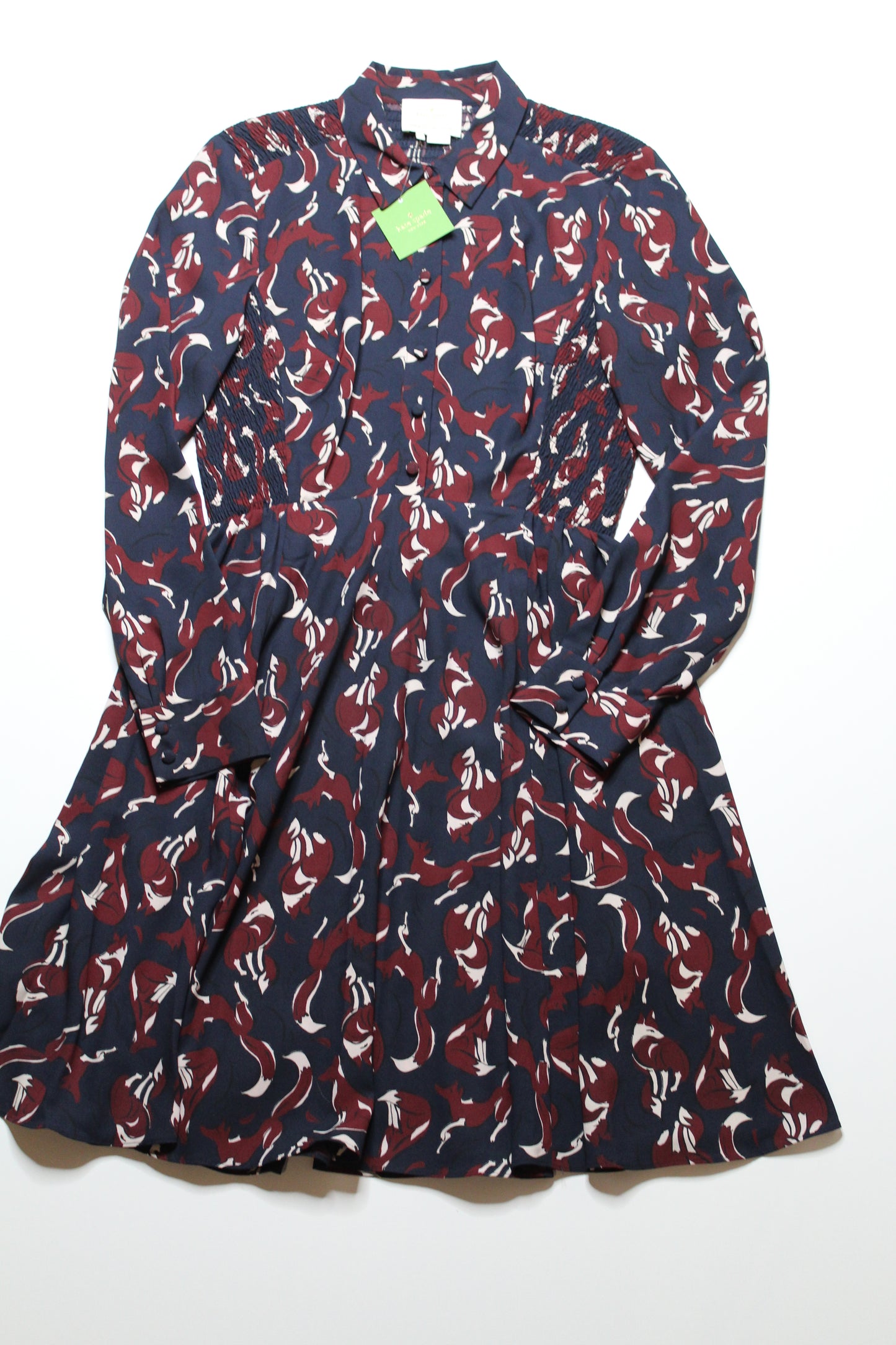 Kate Spade so foxy foxes smocked dress, size 8 *new with tags (price reduced: was $140) (additional 30% off