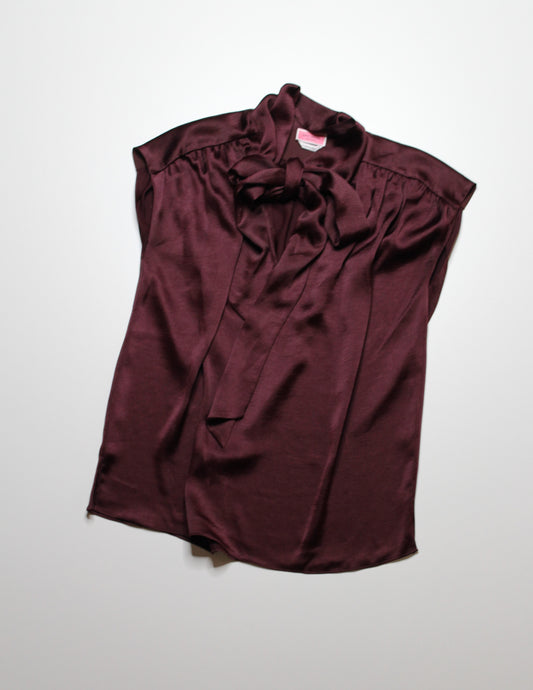 Kate Spade dark maroon bow sleeveless blouse, size small (loose fit) (sale: was $68)