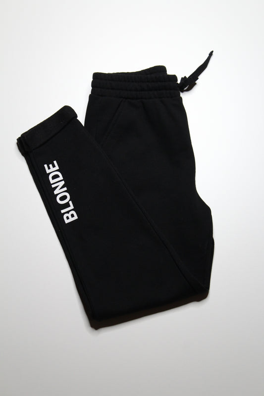 Brunette The Label black 'BLONDE' joggers, size s/m