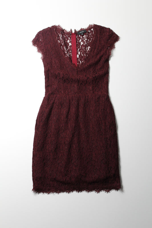 Aritzia babaton maroon tobias lace dress, size 4