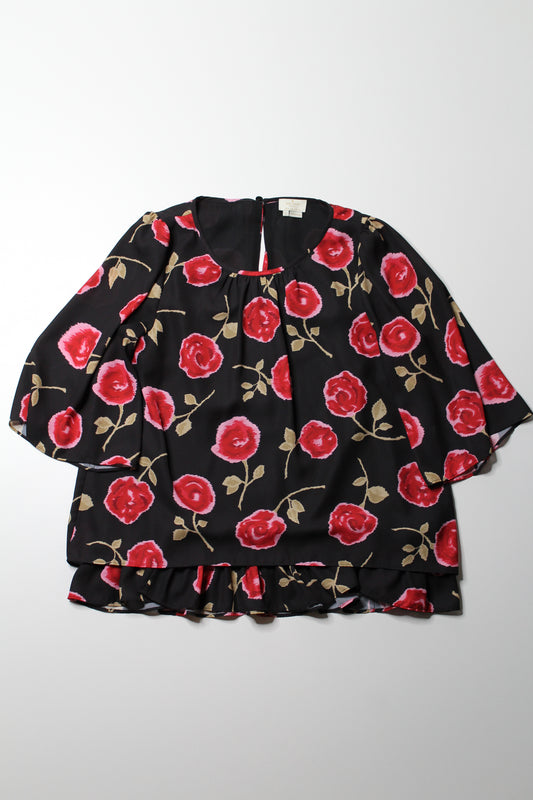 Kate Spade black red floral blouse, size large (price reduced: was $68)