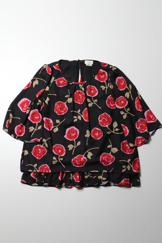 Kate Spade black red floral blouse, size large (price reduced: was $68) (additional 20% off)