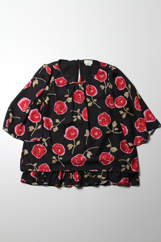 Kate Spade black red floral blouse, size large (price reduced: was $68) (additional 70% off)