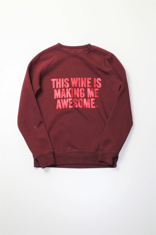 Brunette The Label merlot 'THIS WINE IS MAKING ME AWESOME' sweater, size xs/s (loose fit)