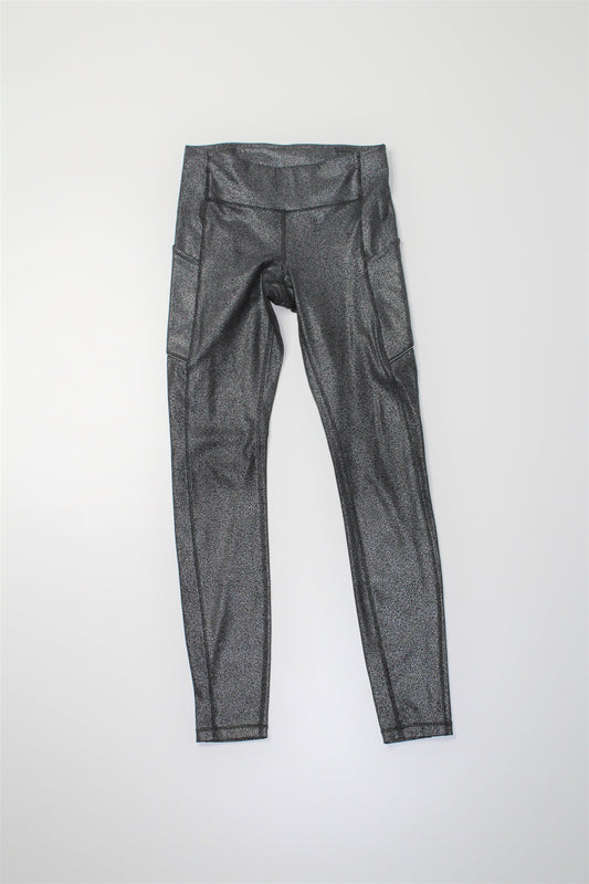 Lululemon luminosity foil black silver 'speed up' tight, size 4 (28")