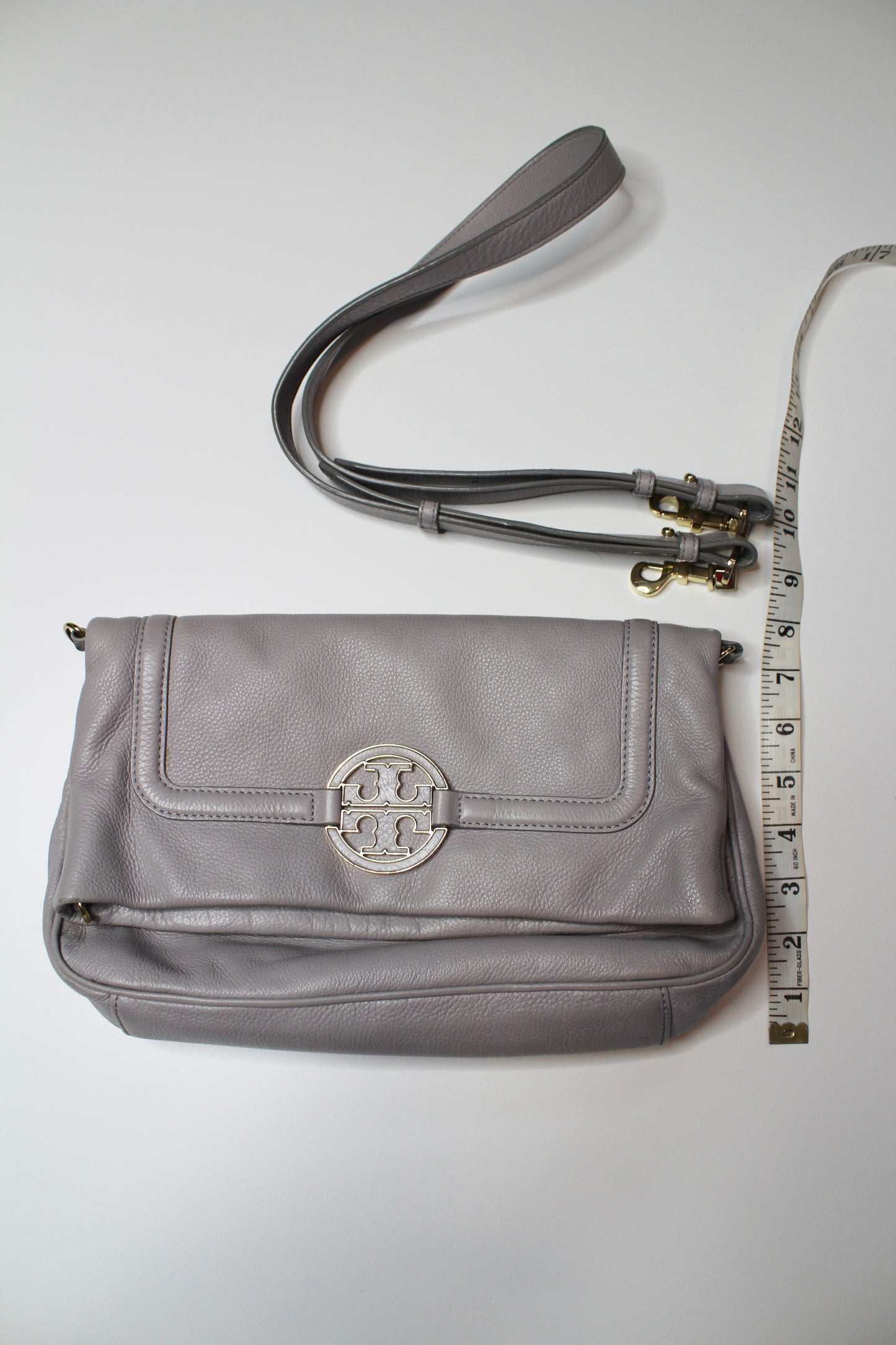 Tory Burch grey amanda fold over crossbody