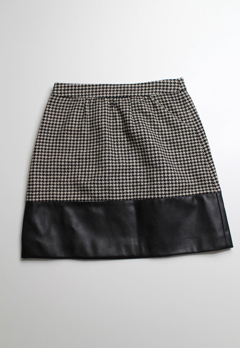 J.CREW black/white high waisted houndstooth faux leather skirt, size 0 (xs)