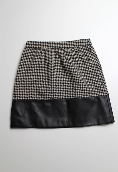 J.CREW black/white high waisted houndstooth faux leather skirt, size 0 (xs)