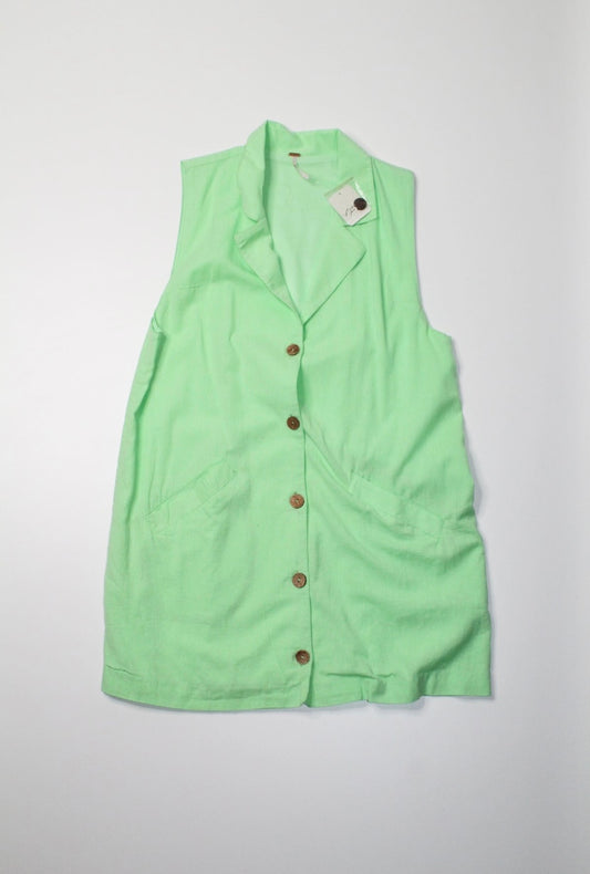 Free People lime green sleeveless collar top, size medium *new with tags (additional 50% off)