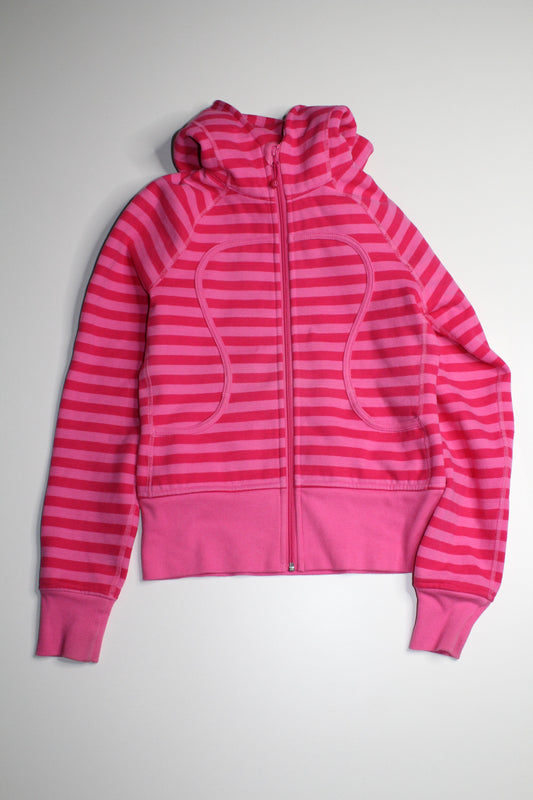 Lululemon bright pink stripe scuba hoodie, size 6