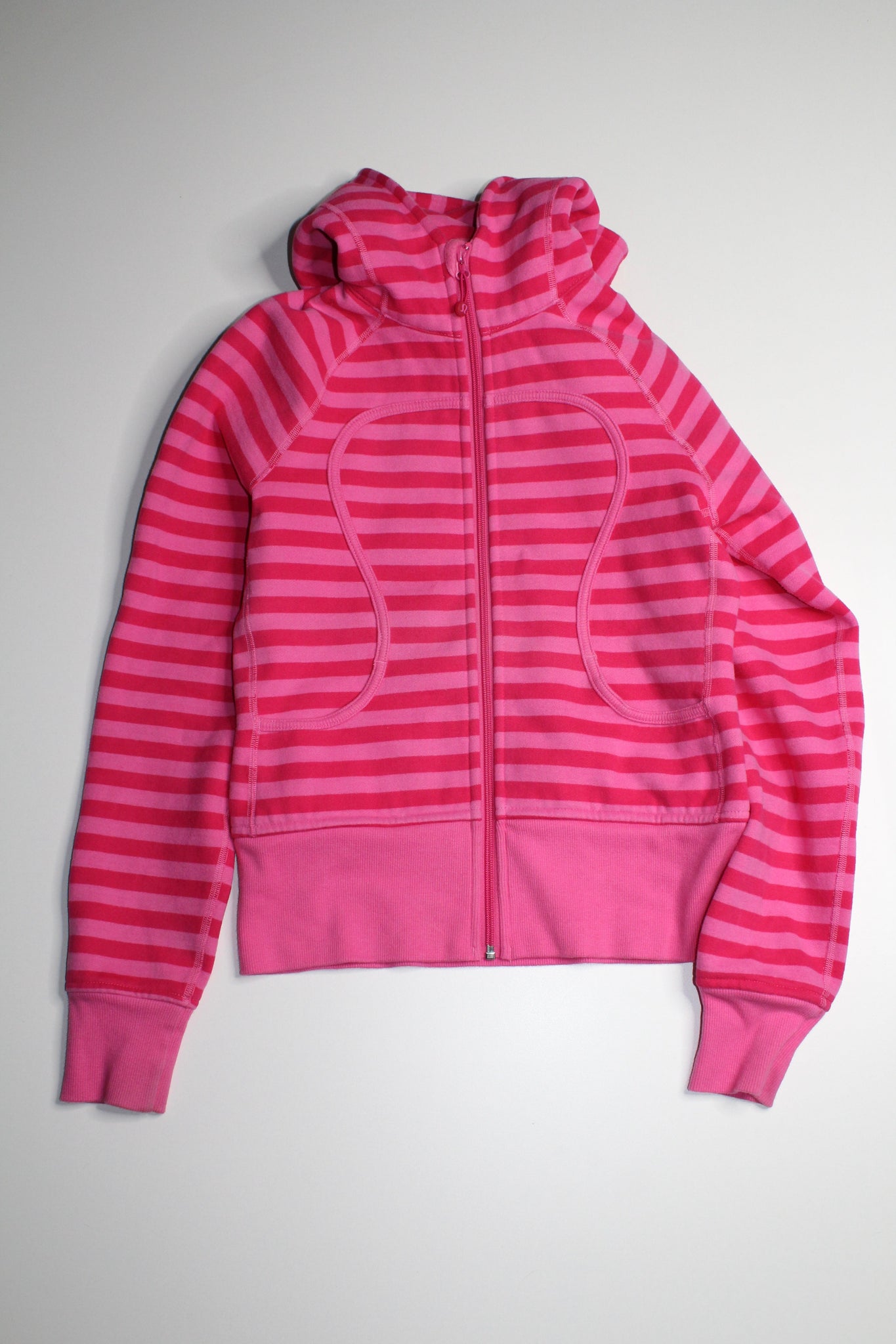 Lululemon bright pink stripe scuba hoodie, size 6 (additional 20