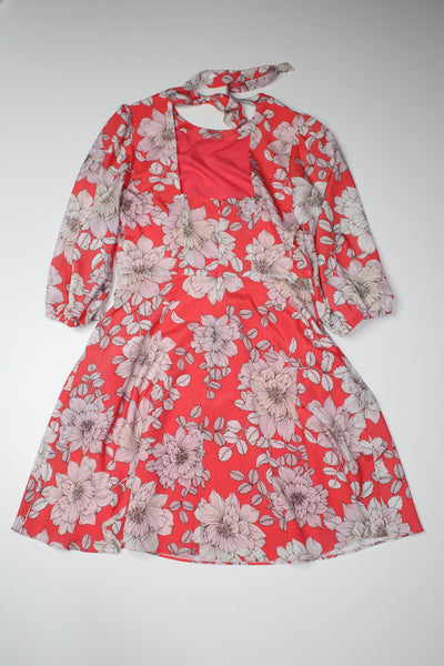 Nordstrom Eliza J coral floral dress, size 6 (price reduced: was $68)