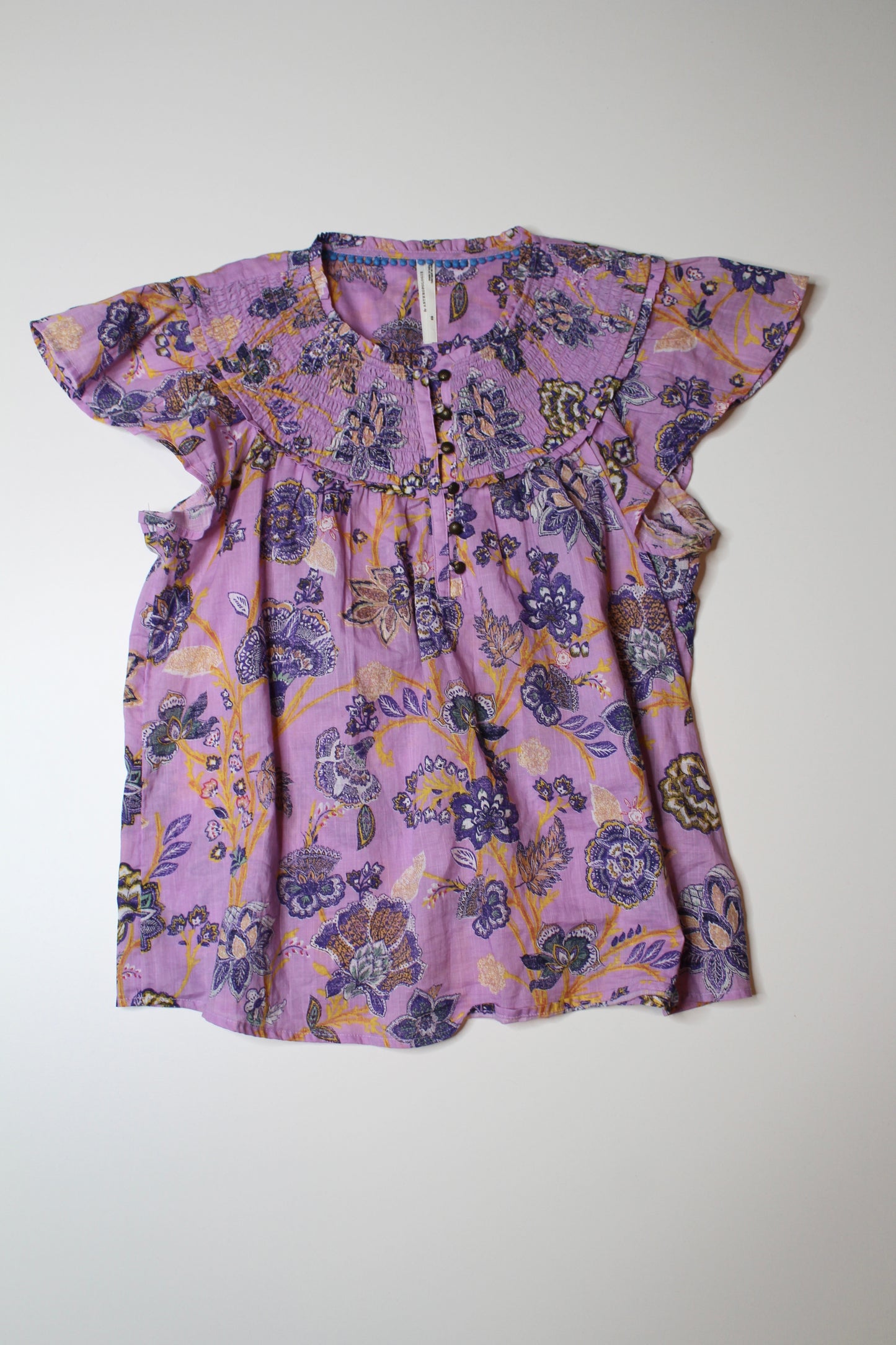 Anthropologie smocked ruffled blouse, size xs (loose fit) (additional 50% off)