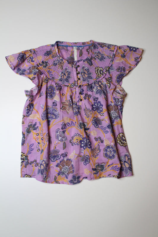 Anthropologie smocked ruffled blouse, size xs (loose fit) (price reduced: was $42)