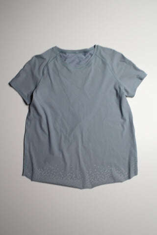 Lululemon light blue run open back short sleeve, size 4 (loose fit) (price reduced: was $30)