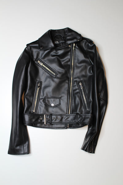 Zara faux leather biker jacket, size xs (relaxed fit)