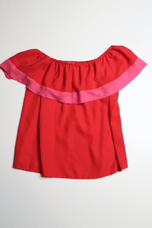 Catherine Maladrino red/pink off shoulder ruffle top, size small (additional 50% off)