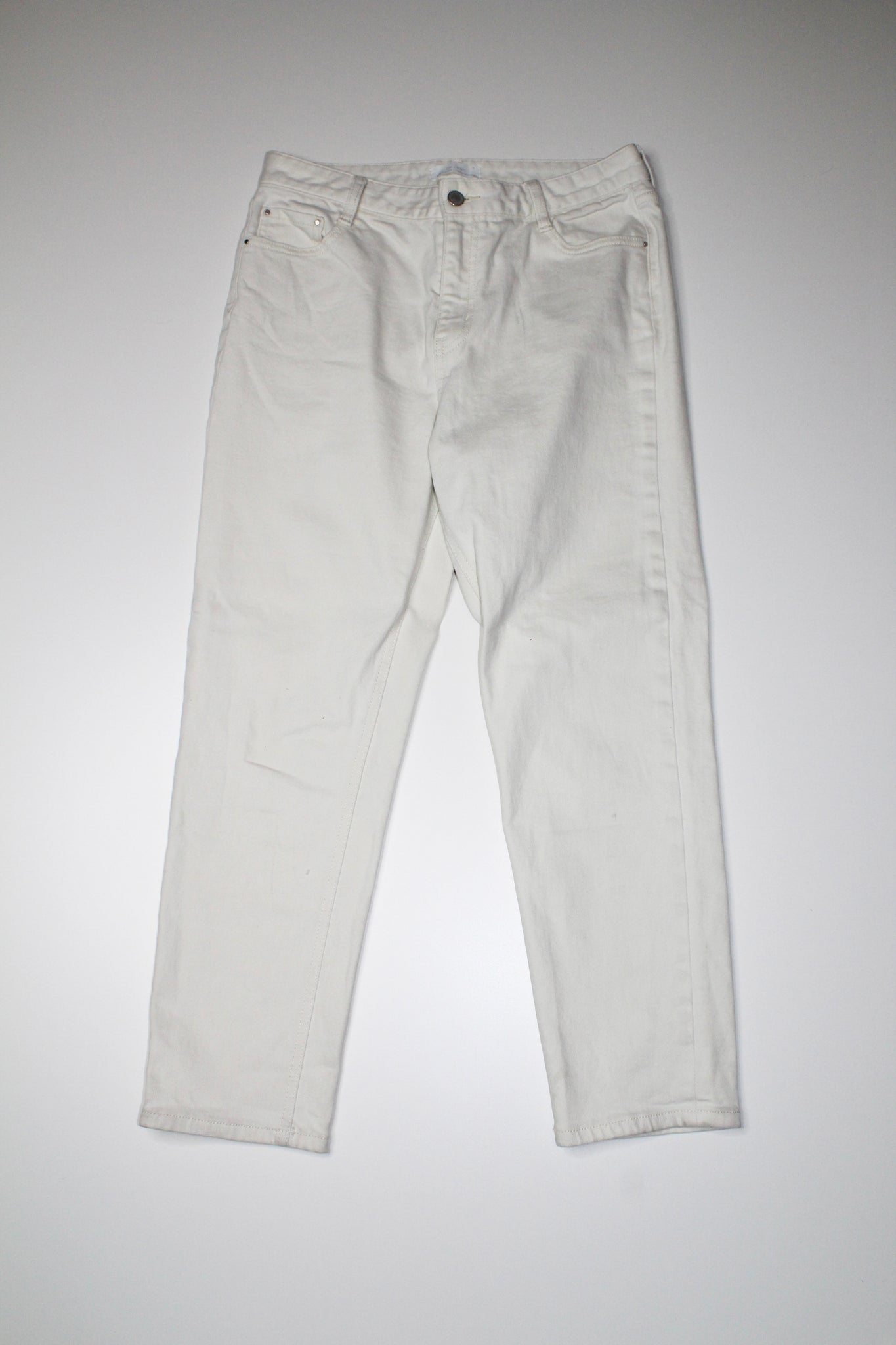 Oak + Fort cream straight leg high rise jeans, size 28 (additional 50% off)