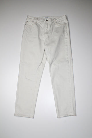 Oak + Fort cream straight leg high rise jeans, size 28