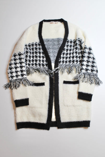 Esqualo cream/black fuzzy cardigan, size medium (additional 50% off)