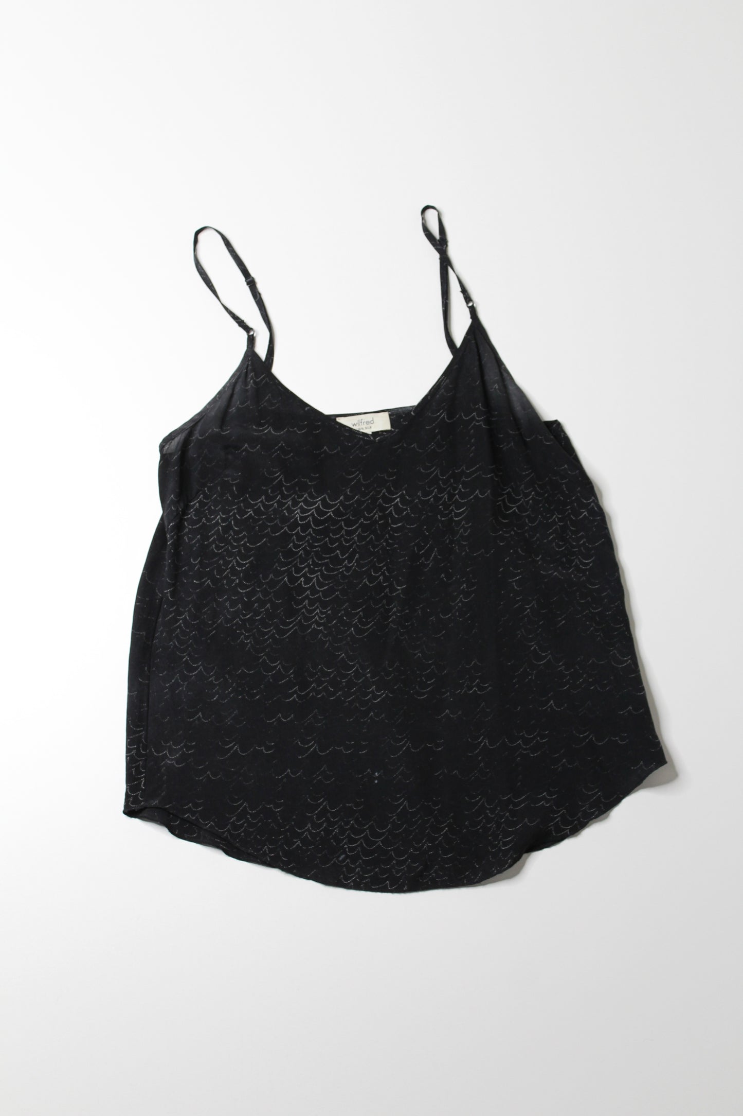 Aritzia wilfred black pattern silk camisole, size xs (loose fit) (price reduced: was $18)