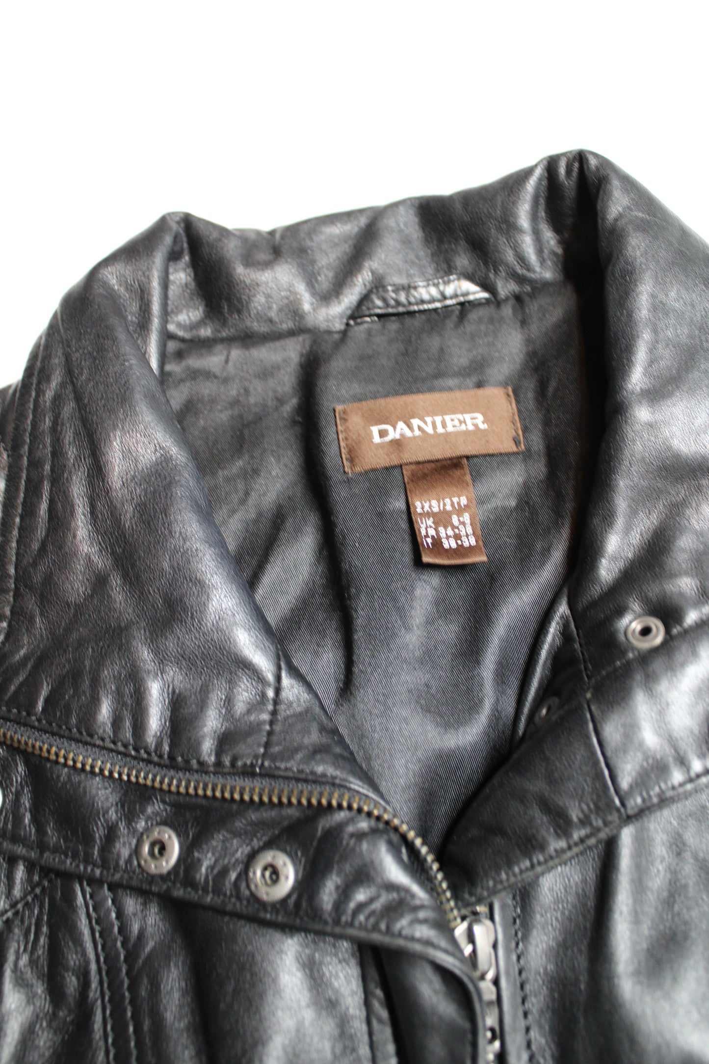 Danier black leather jacket, size xxs (fits up to small) (additional 50% off)