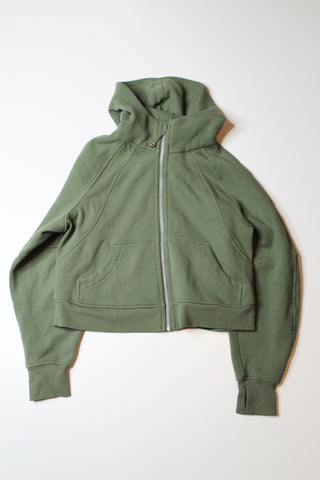 Lululemon green twill full zip oversized crop scuba hoodie, size xs/s