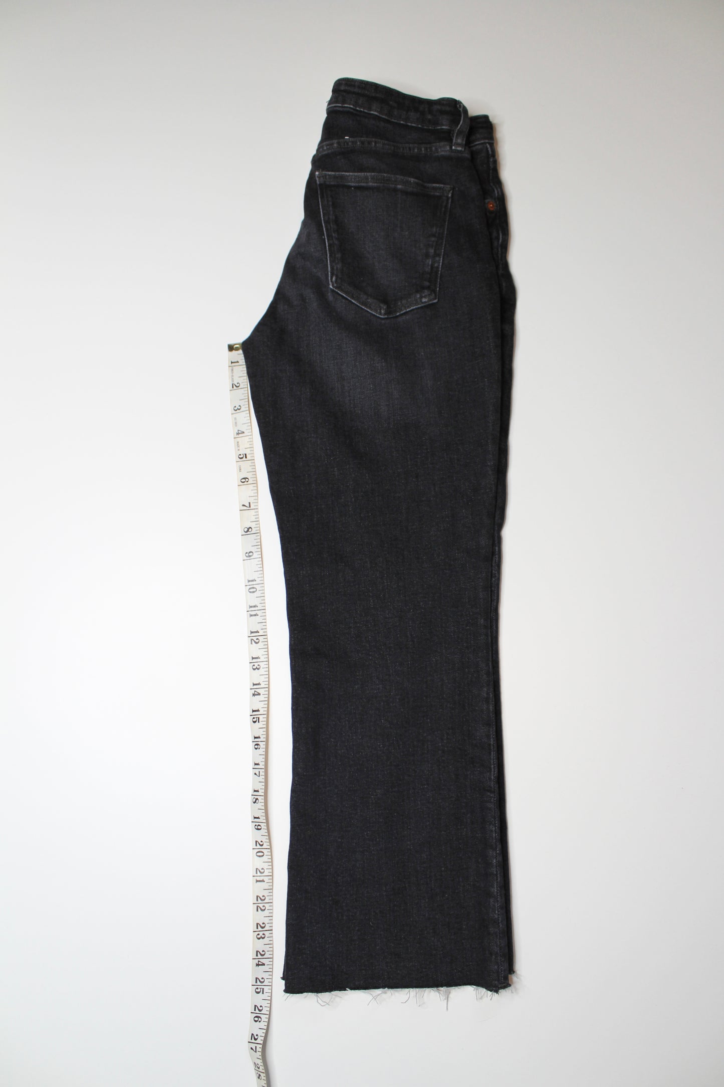 Zara black wash straight baby flare jeans, size 4 (25”)